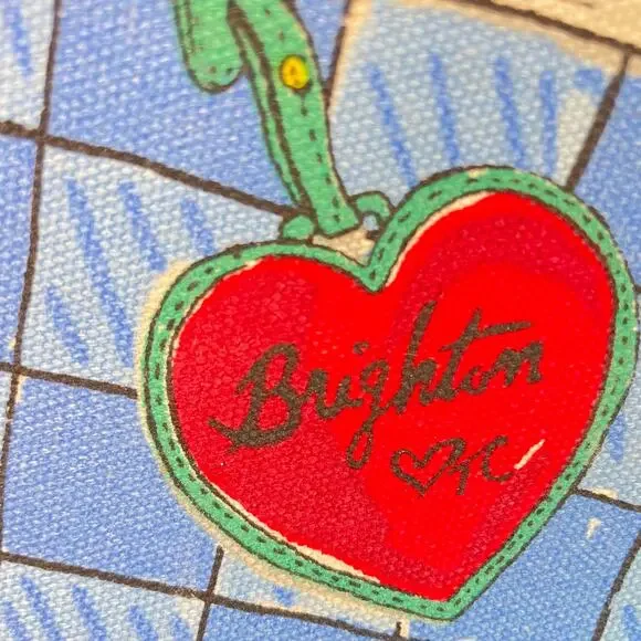 Brighton Pouch with Love From Me To You Blue White Bow Canvas Cosmetic Bag - Picture 3 of 8